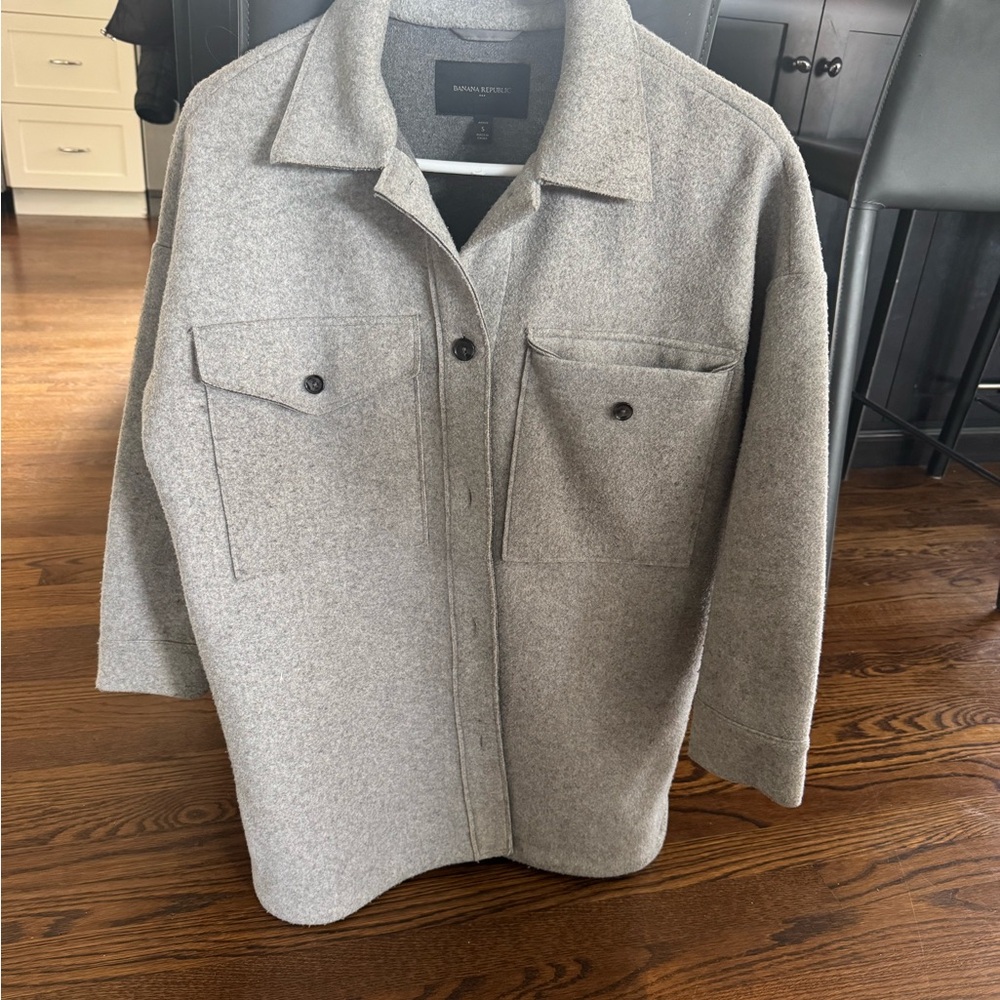 Banana Republic Light Gray Wool shacket